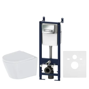 Комплект инсталляция с унитазом AM.PM Sense FlashClean IS30251.741701, безободковый, с микролифтом, клавиша Start S цвет хром 89338140 STLM-2194064