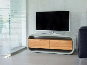 CO33 Тумба под ТВ с ящиками из бетона и дуба Opus O120sh