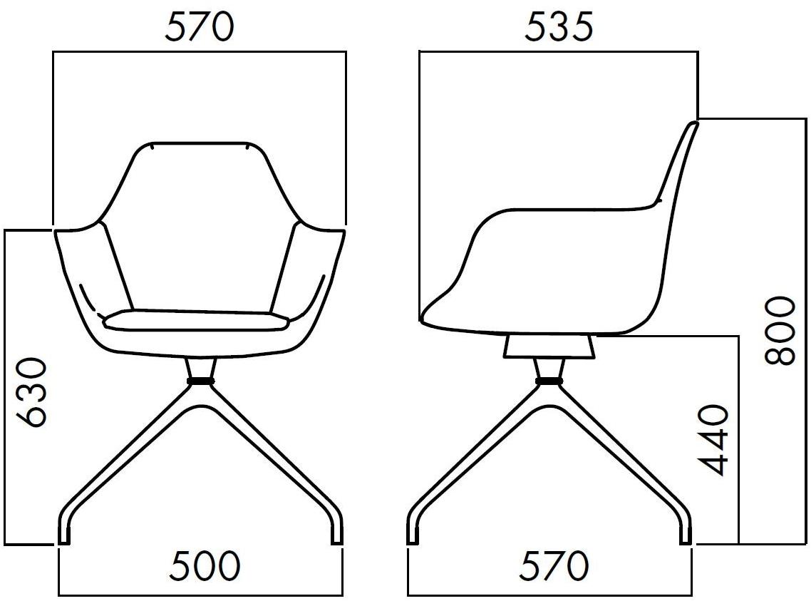 ALMA DESIGN Вращающийся стул на козелке из ткани с подлокотниками Y chair 2096 - Вид №2