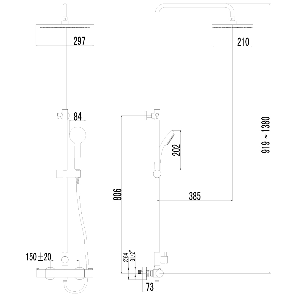 LM7860C Смеситель Yeti для душа, термостатический LEMARK YETI  - Вид №1