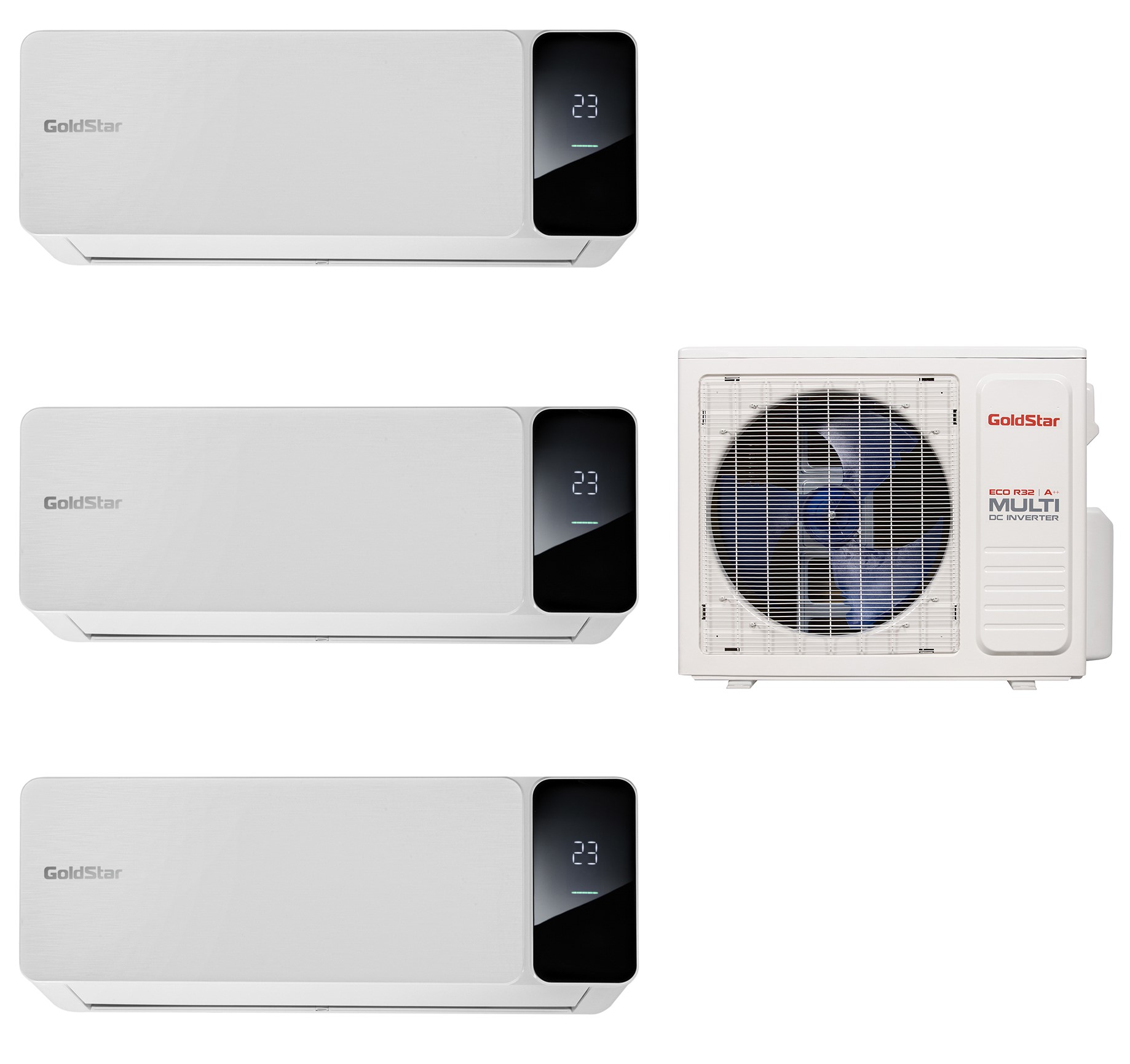9244173 Кондиционер настенный мультисплит-система GoldStar GSA3OI-FM/out-21HN8 + FM/in-07+07+09HN8 белый STDN-0066086