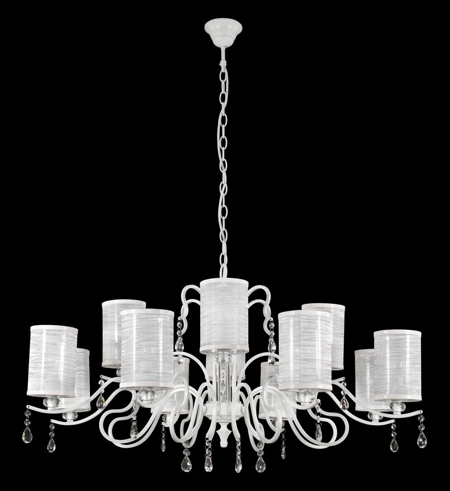 Подвесная люстра Crystal Lux Elisa White SP12 белая CRYSTAL LUX ДИЗАЙНЕРСКИЕ, ELISA WHITE 109305 Белый  - Вид №2
