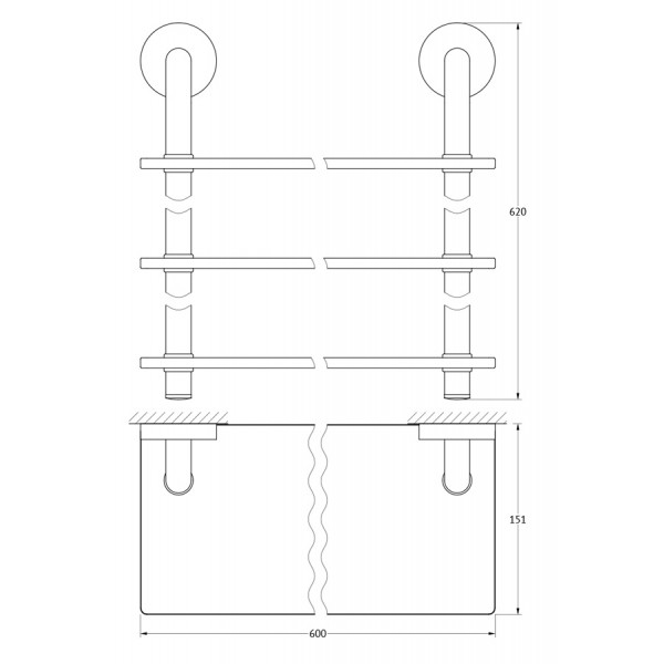 Полка 3-х ярусная 60 см Ellux ELEGANCE ELE 043 sun-id-561812 - Вид №1