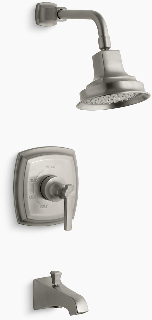 KOHLER Комплект Margaux Rite-Temp для ванны и душа с рычажной ручкой и изливом NPT, клапан в комплект не входит K-TS16225-4-BN 