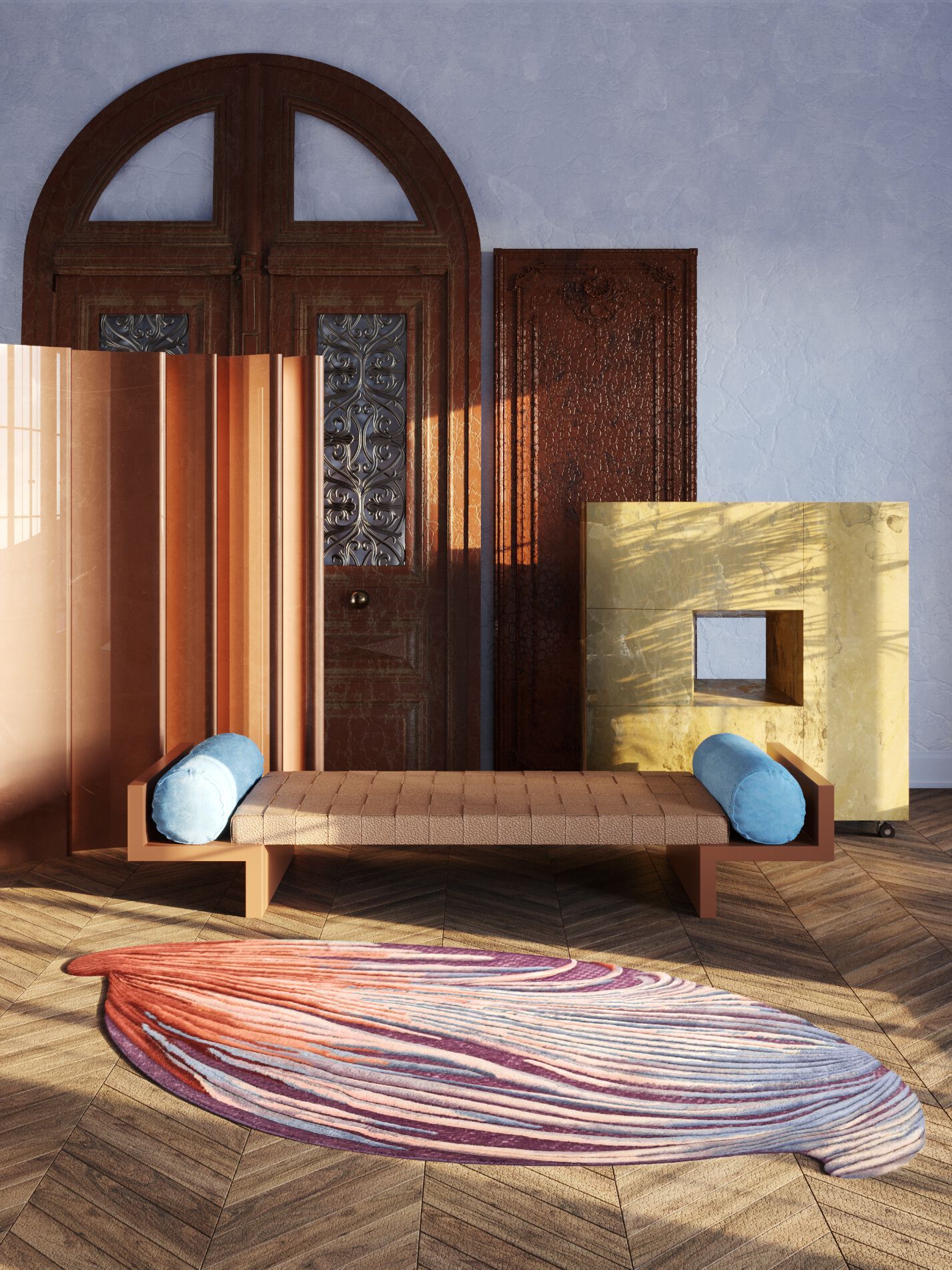 Изогнутый ковер ручной работы Tapis Rouge электрический ARCH-00044940 - Вид №1