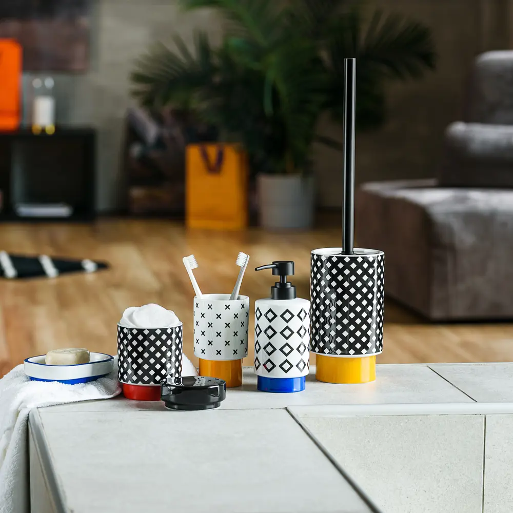 Контейнер для ватных палочек Moroshka Memphis цвет чёрный/белый/красный STLM-2013167 - Вид №6