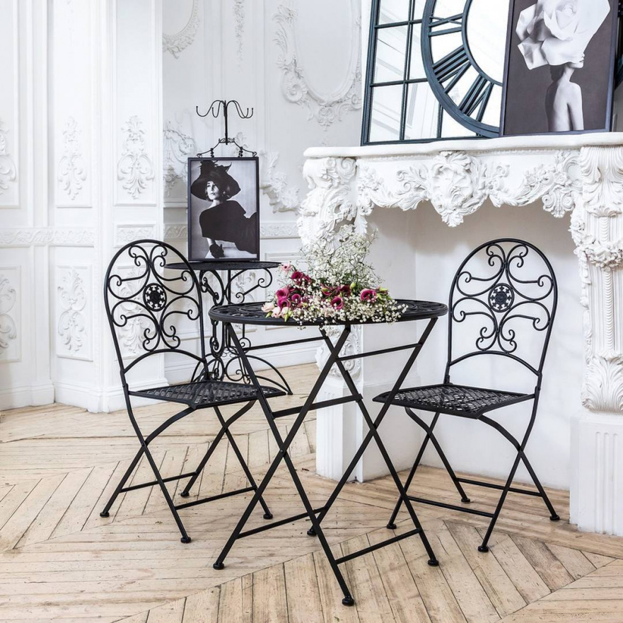 Складной столик кофейный черный антик "Берси" BYOBJECT  009342 Черный Object Desire  - Вид №1