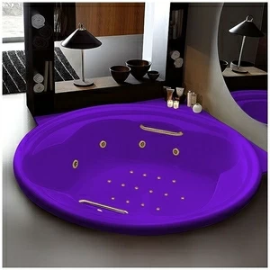 Ванна Gruppo treesse Ninfa V659N-FZ фиолетовая с гидромассажем и аэромассажем круглая большая с золотой фурнитурой