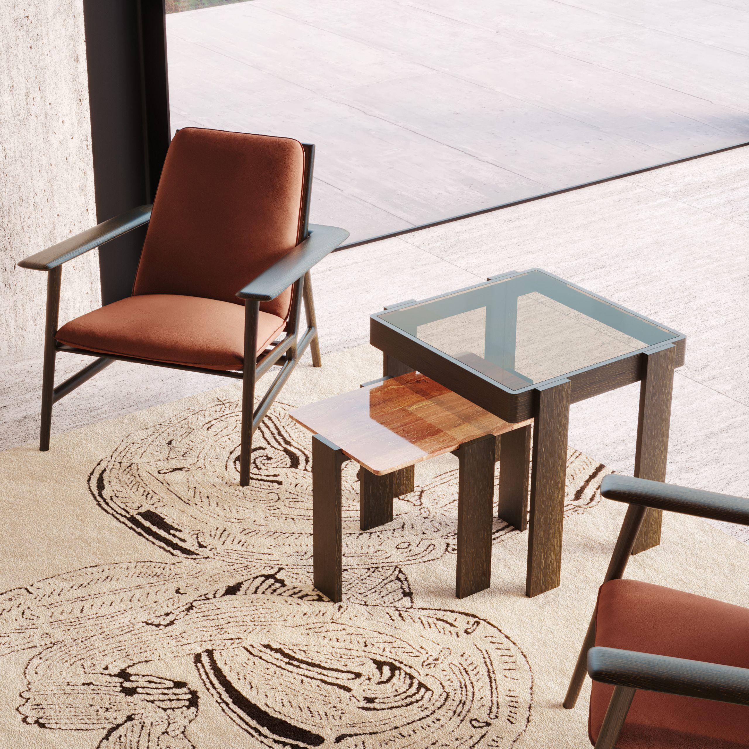 Журнальный столик из дерева и стекла Stylish Club Foz ARCH-00020195 - Вид №2