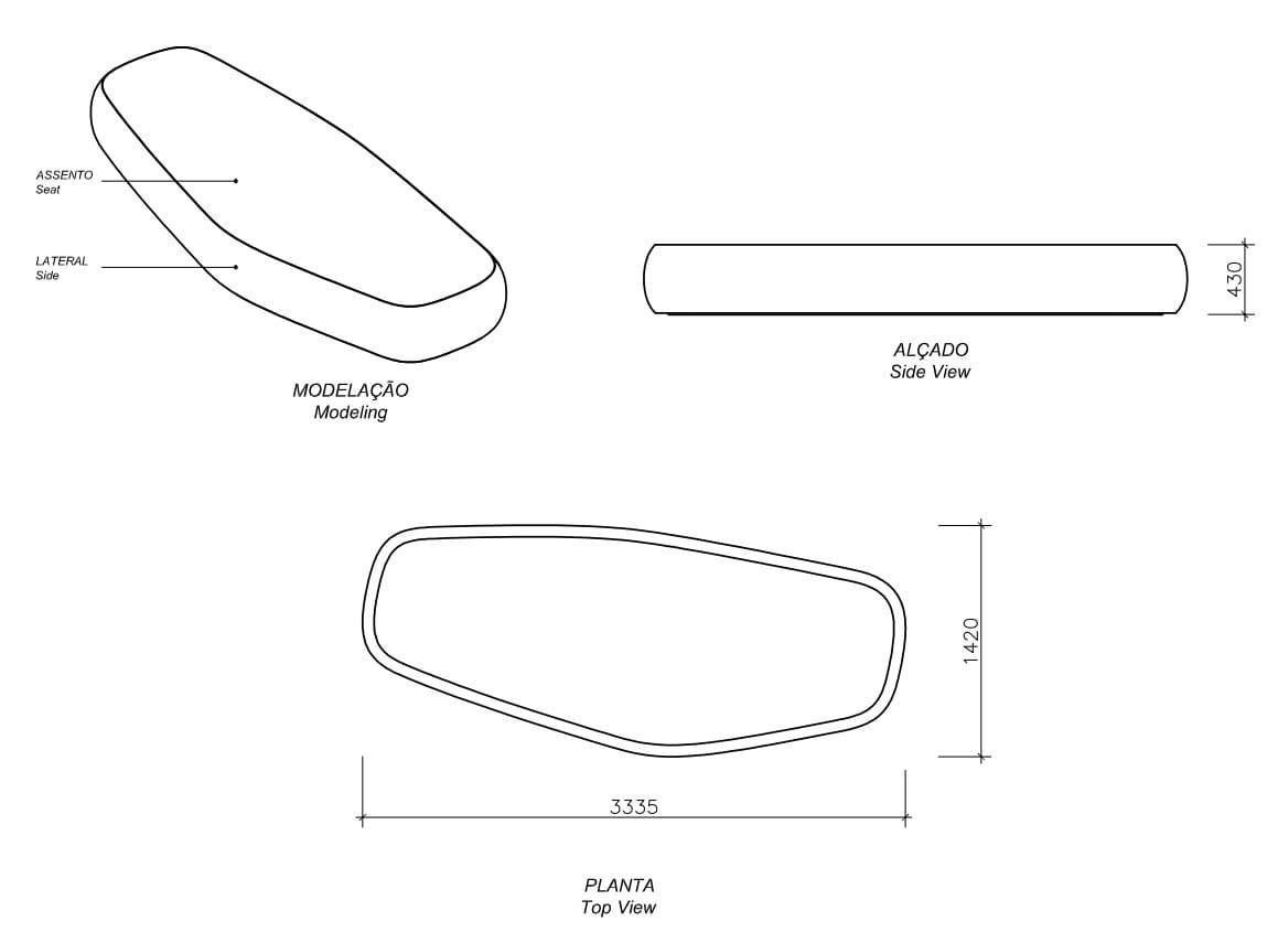 Бетонная скамья без спинки amop Ameno ARCH-00059196 - Вид №2