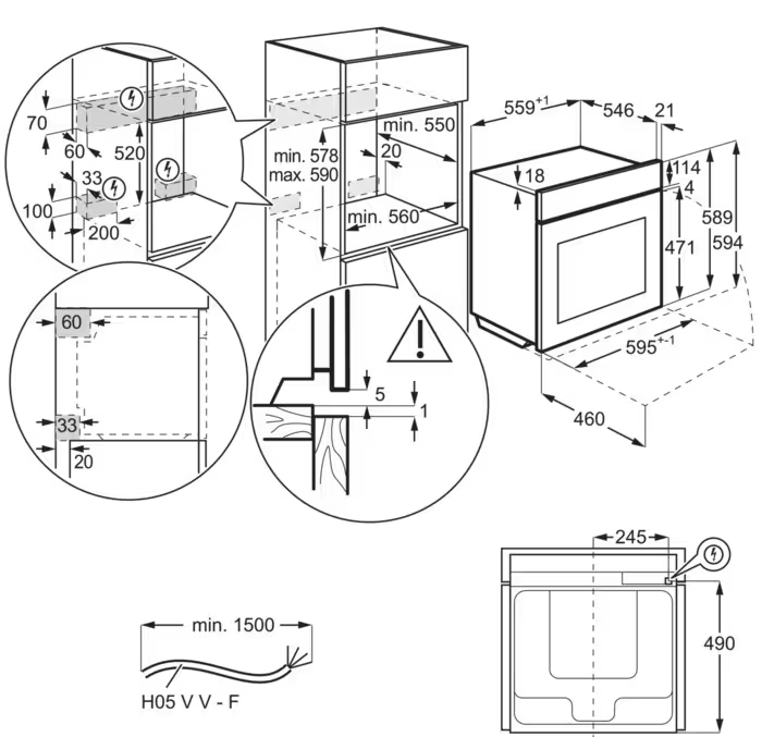 9112514 Электрический духовой шкаф AEG BCE556360B черный STDN-0068777 - Вид №3