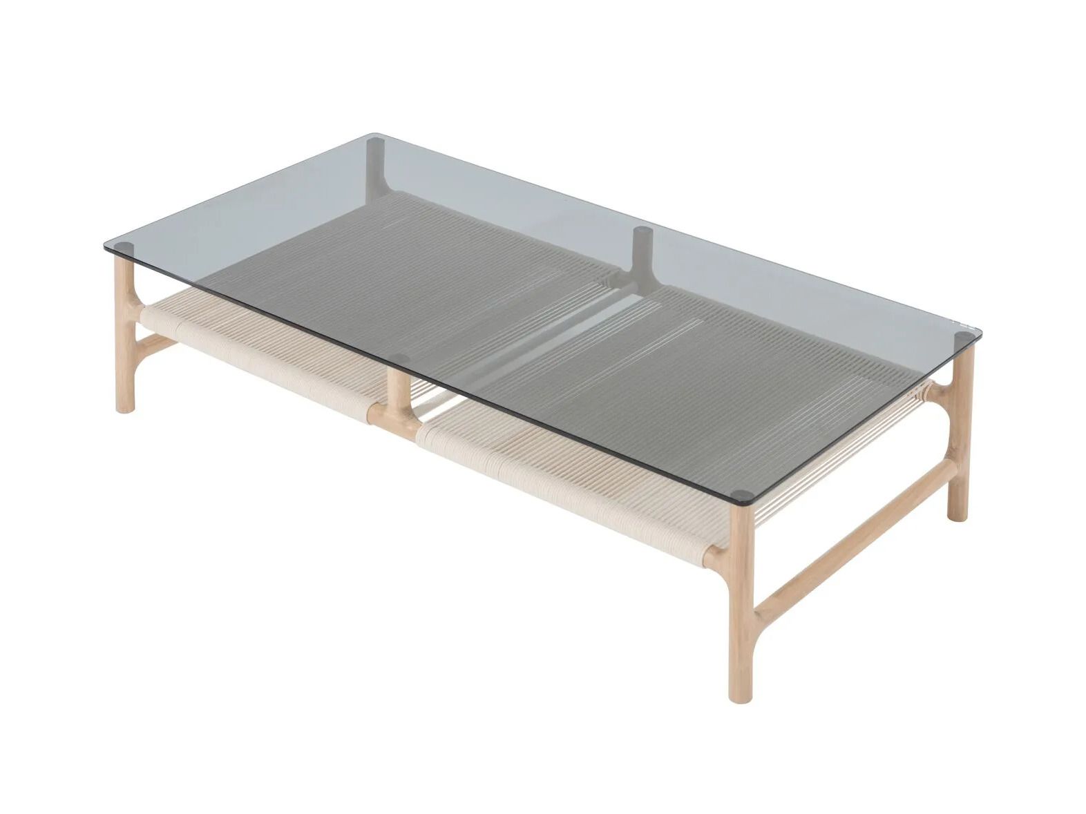 Низкий прямоугольный журнальный столик из дерева и стекла Gazzda Фавн ARCH-00029842