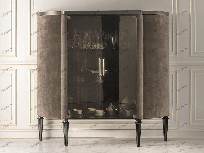 Longhi Витрина из кожи с дверцами из закаленного стекла Loveluxe 2015 – regency collection Y 757