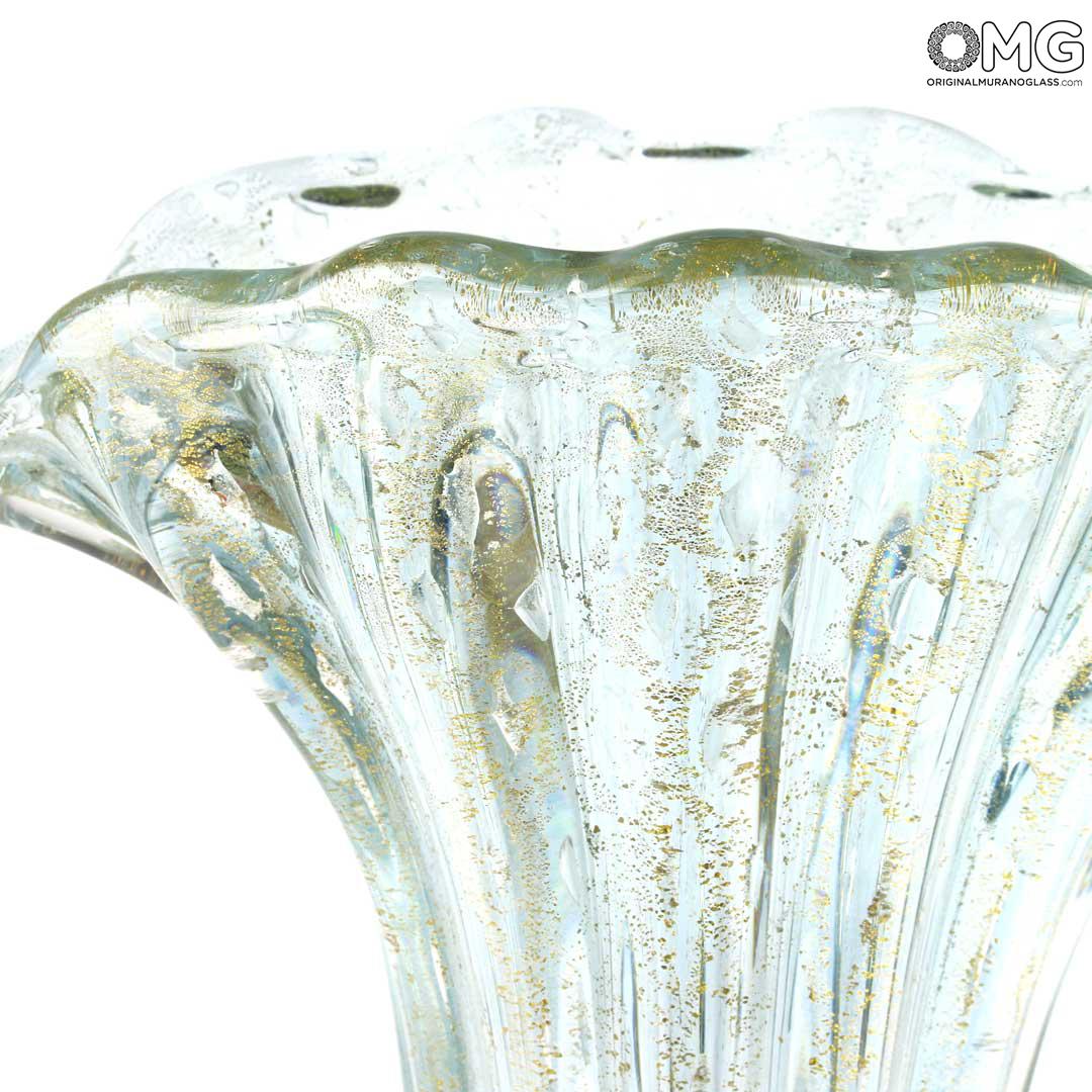 3869 ORIGINALMURANOGLASS Ваза Хрустальная с золотом - муранское стекло OMG 28 см  - Вид №1