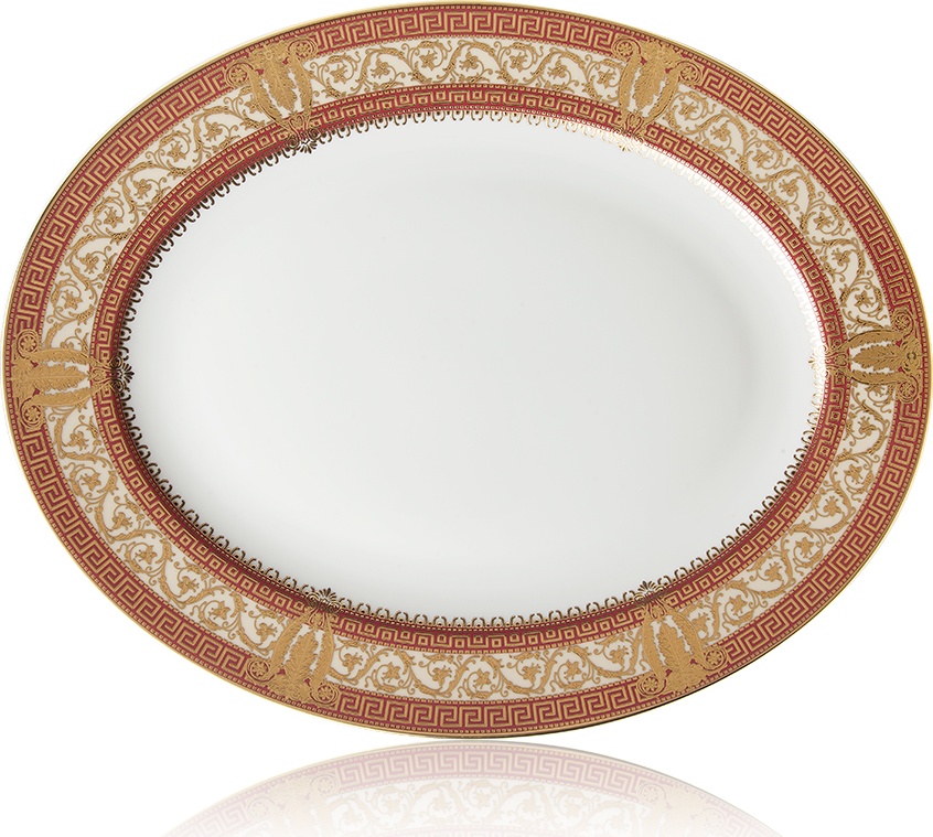 10585600 Haviland Блюдо овальное 34,5см "Салон Мюрат" (вишневый, золотой декор) Фарфор, Керамика 