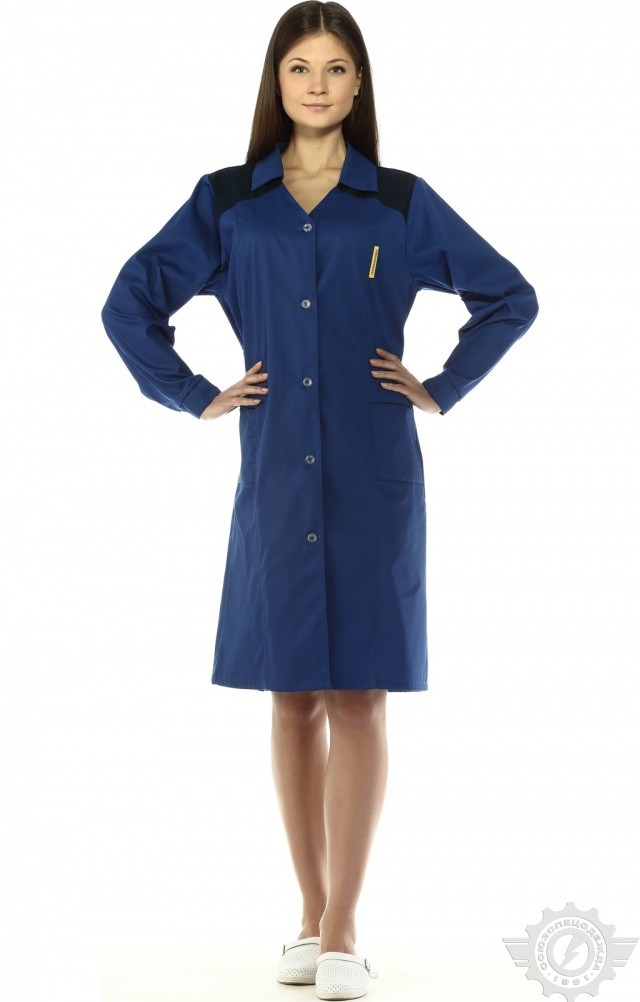 65725 Халат "Мастерица" женский василек с темно-синим  Одежда для обслуживающего персонала  размер 60-62/158-164 Спецодежда  - Вид №5