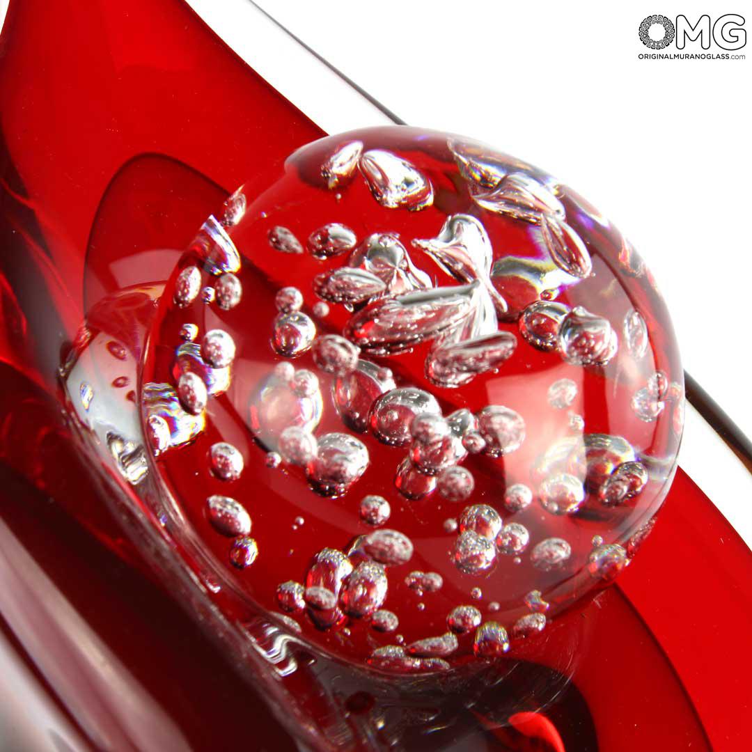 4344 ORIGINALMURANOGLASS Скульптура Красная Калла в капельках росы - муранское стекло OMG 17 см  - Вид №1