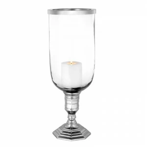 Подсвечник стеклянный на серебристой ножке Du Chetelet от Eichholtz EICHHOLTZ EICHHOLTZ 060289 Прозрачный;серебро