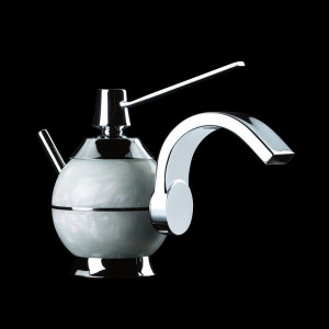 7260-200 Mariner Perle, однорычажный смеситель для биде с загнутым носом с донным клапаном, цвет белый жемчуг