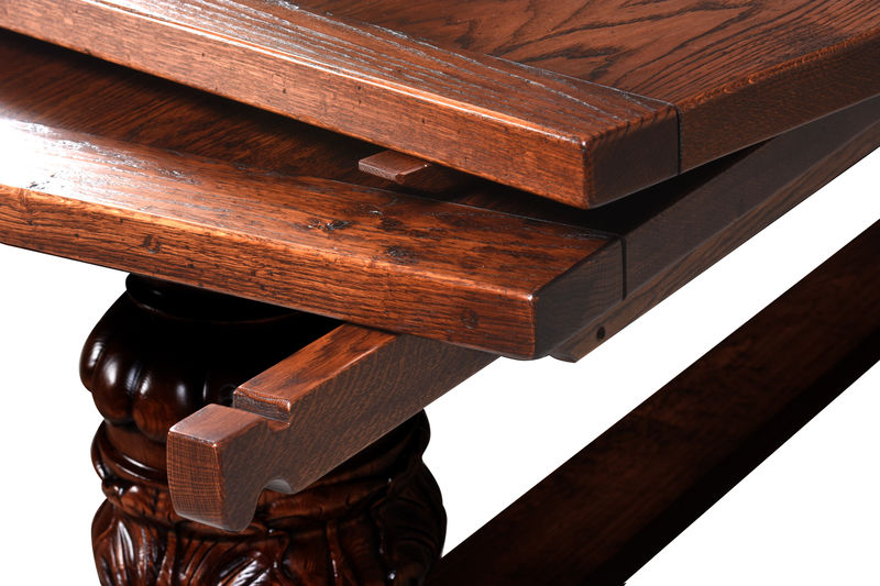 HT129 Стол Jacobean с выпуклыми ножками и двумя торцевыми листами ijlbrown  - Вид №2