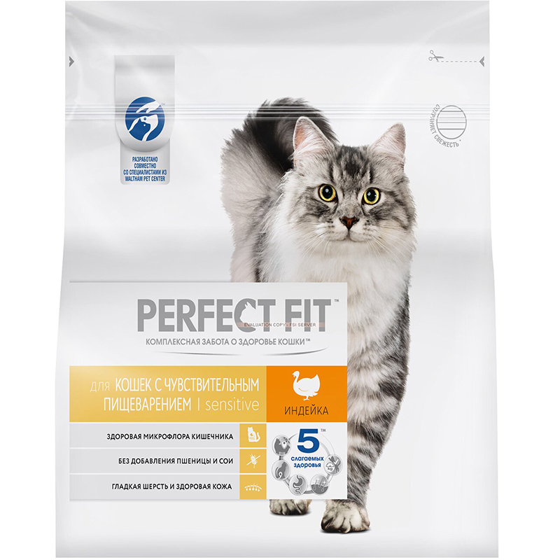 ПР0023354 Корм для кошек с чувствительным пищеварением курица сух. 1,2кг Perfect Fit 