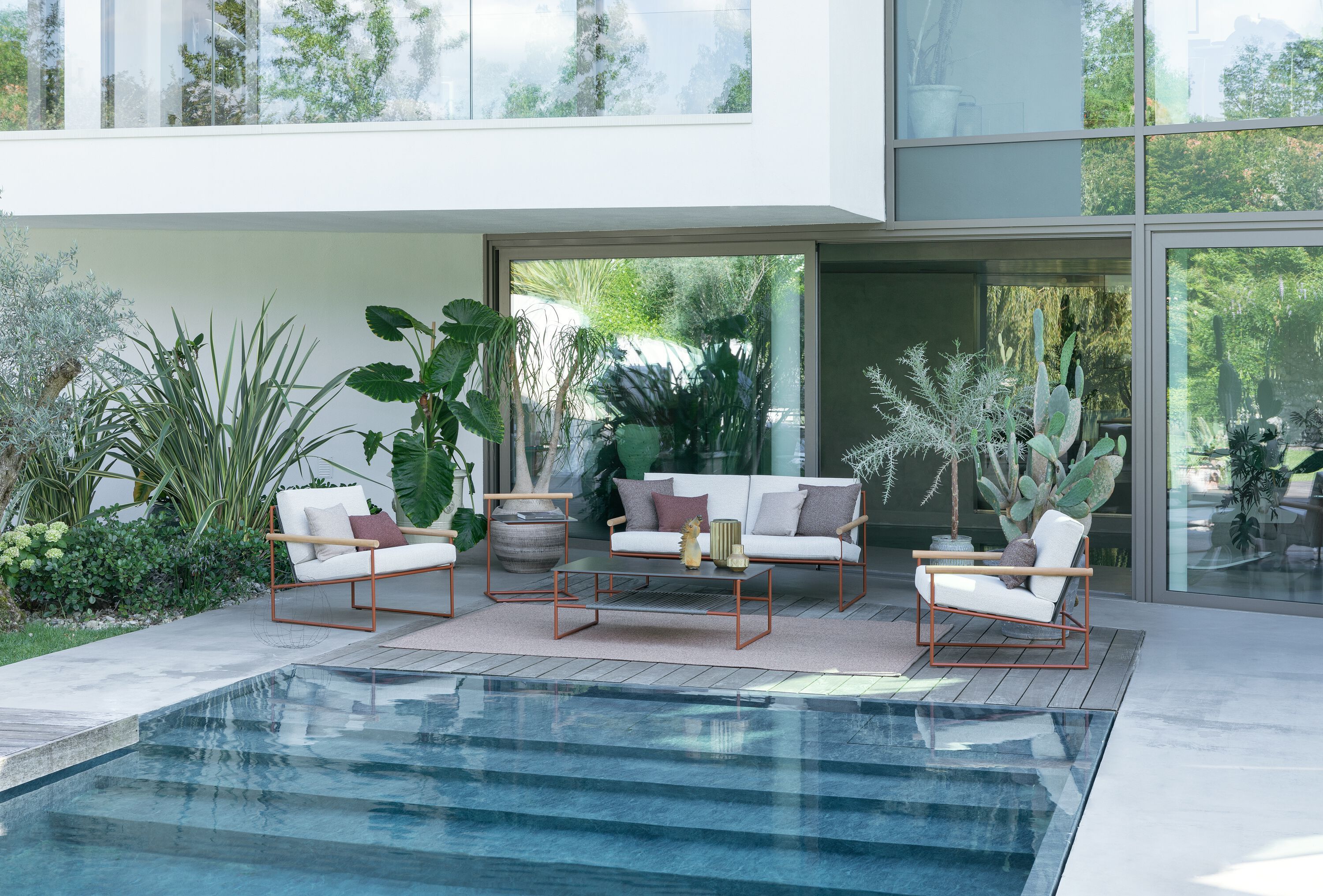 Прямоугольный садовый столик из керамогранита Atmosphera труба ARCH-00050198 - Вид №1