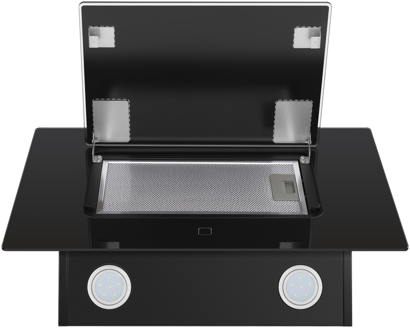 Elf 60 Glass Black Вытяжка / тип: наклонная, цвет: черный• управление: сенсорное• ширина, мм: 600• полная потребляемая мощность, вт: 102• количество скоростей: 3• максимальная производительность, м3/ч: 650• диаметр воздуховода, мм: 150• площадь кухни: до Santreyd  - Вид №3