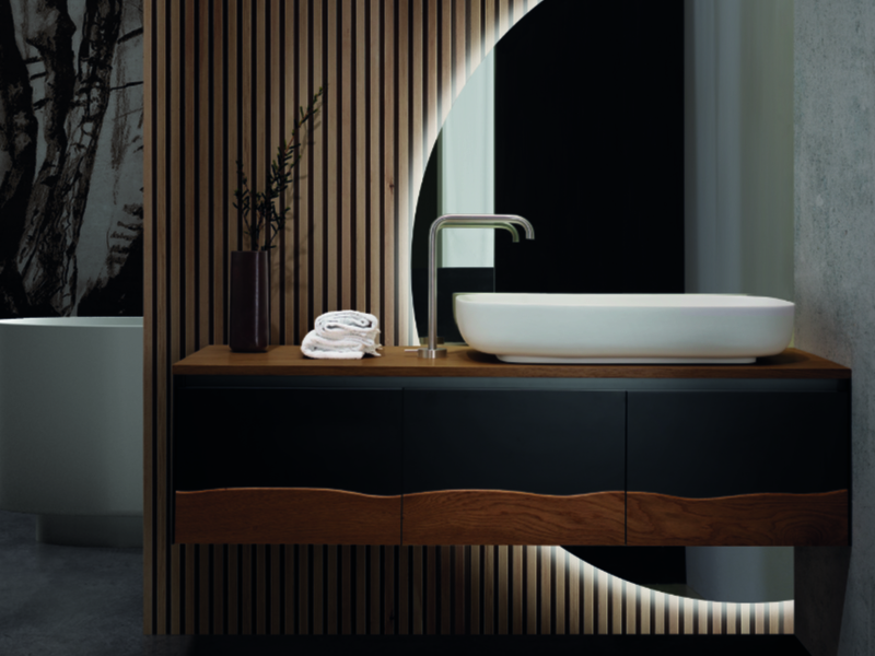 C375M2L70 .101NC Тумба подвесная с 2 выдвижными ящиками 70 см A. e T. Italia TRACE Белый матовый - орех Каналетто Италия AeT ITALIA C375M2L70.101NC - Вид №2