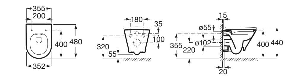 Фарфоровый компактный подвесной туалет Roca The Gap ARCH-00030898 - Вид №8