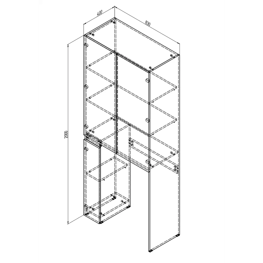 Пенал под стиральную машинку 83x200x40 см, цвет белый Santreyd ПЕНАЛ ПОД СТИРАЛЬНУЮ МАШИНКУ 830 STLM-2123579 - Вид №2