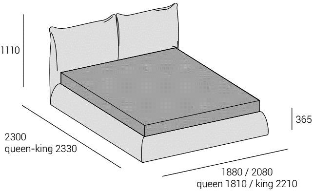 Dall'Agnese Двуспальная кровать из ткани с мягким изголовьем sun-id-1347090 - Вид №1
