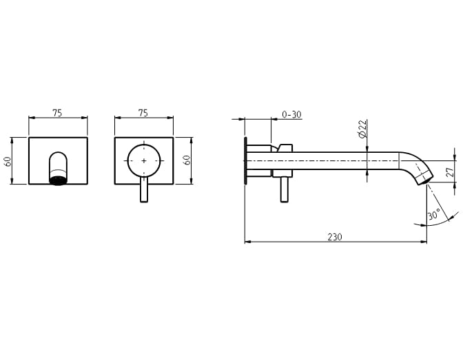 Настенный однорычажный смеситель для раковины с ограничителем расхода Rubinetterie Frattini Pepe XL ARCH-00098540 - Вид №36