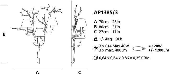 Serip Галогенный настенный светильник Fascinium Ap1385/3 - Вид №1