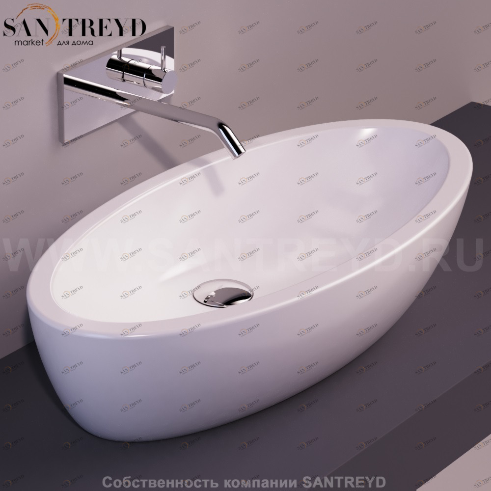 LFT64BIANCO Накладная раковина на столешницу  овальная Simas LFT Spazio