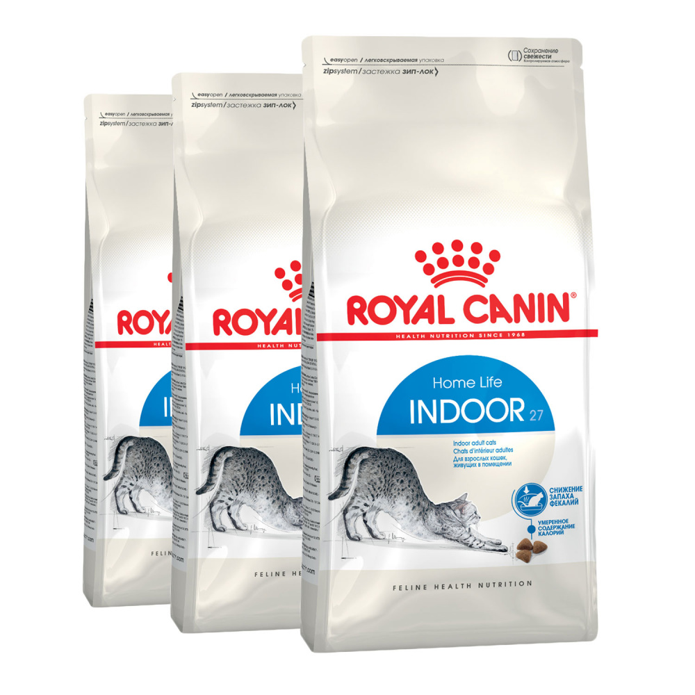 Т00008714*3 Корм для кошек Indoor 27 для домашних сух. 2кг (упаковка - 3 шт) ROYAL CANIN 