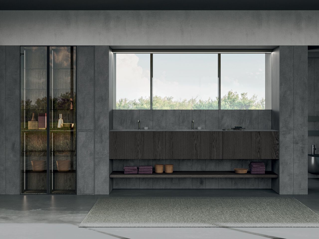 Шкаф для раковины Corian® со встроенной раковиной Rexa уникальный ARCH-00087446