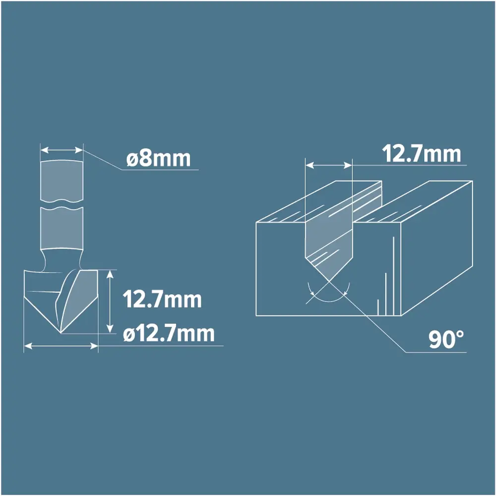 Фреза пазовая галтельная V-образная Brigadier, D12.7 мм STLM-2084967 - Вид №3