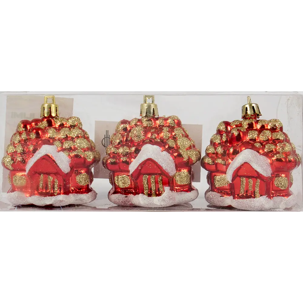 Игрушка ёлочная Домик 6 см, 3 шт, цвет красный Santreyd STLM-2186948