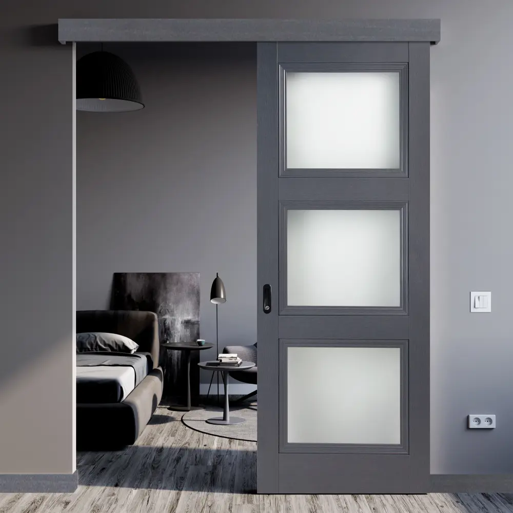 Комплект двери трилло со стеклом 70x200 см Hardflex цвет грей легно с добором 100 мм 89432066 STLM-2045643 МАРИО РИОЛИ  - Вид №1