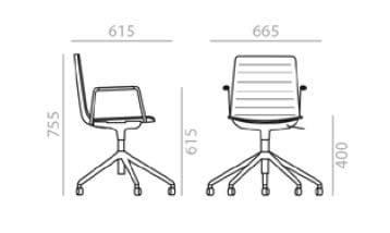 5 спиц подлокотник мягкий операционный стул Andreu World Flex High Back ARCH-00014764 - Вид №2