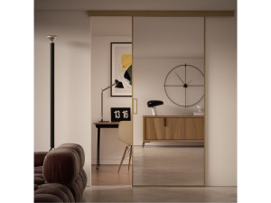 Зеркальная стеклянная раздвижная дверь