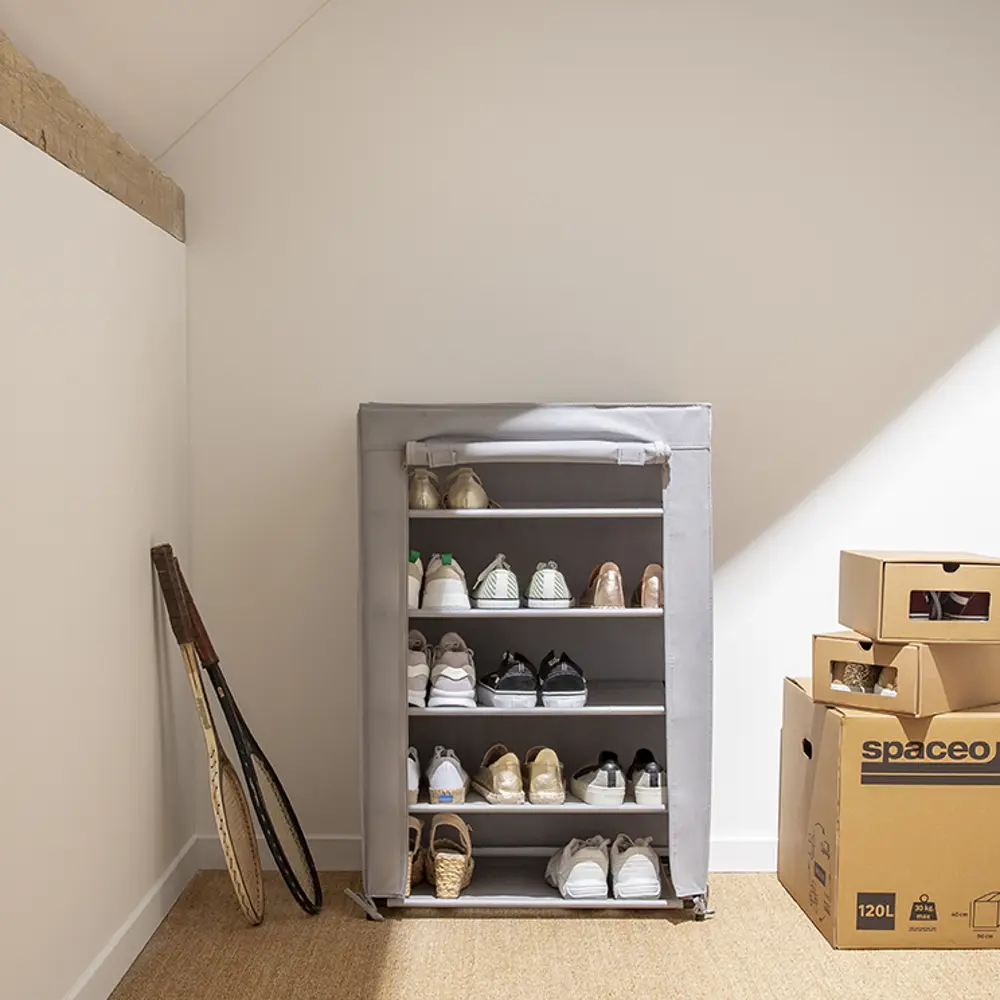 Стеллаж Spaceo для обуви с чехлом - 5 полок, серый 82762252 Стеллаж с чехлом STLM-0035666 - Вид №9