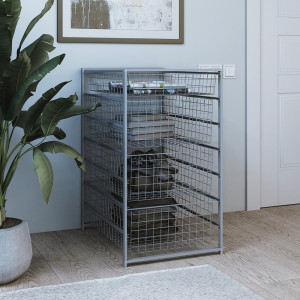 Стеллаж 7-уровневый с сетчатыми корзинами , 435x750x545 мм, серый LJPS0583 Public Steel Россия