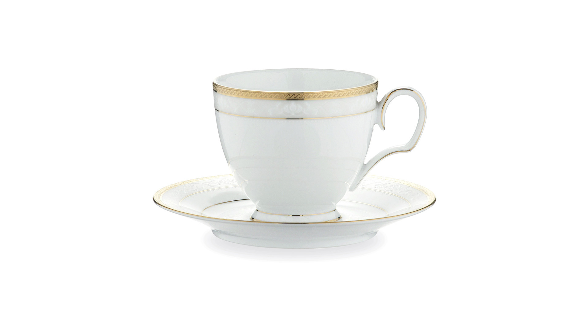 10665335 Noritake Набор из 6 чашек чайных с блюдцами Noritake "Хэмпшир, золотой кант" 250мл Фарфор  - Вид №1