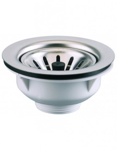 390000 000 00  Ситечко для мойки, Д. 90 мм, задвижка, д. Чаши 114 мм, нержавеющая сталь Valentin Сталь  - Вид №1
