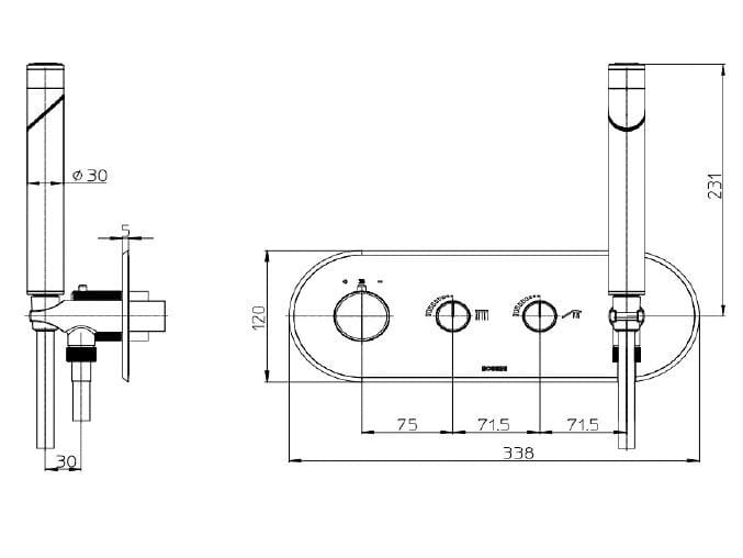 Хром латунь термостатический смеситель для душа Bossini PLY ARCH-00108852 - Вид №2