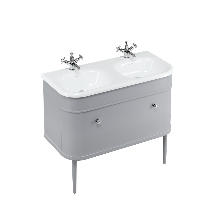 Burlington Chalfont Chalfont 1000мм Тумбочка с одним ящиком - Классический серый с никелевыми ножками CH100G-CHLEGNKL  - Вид №1