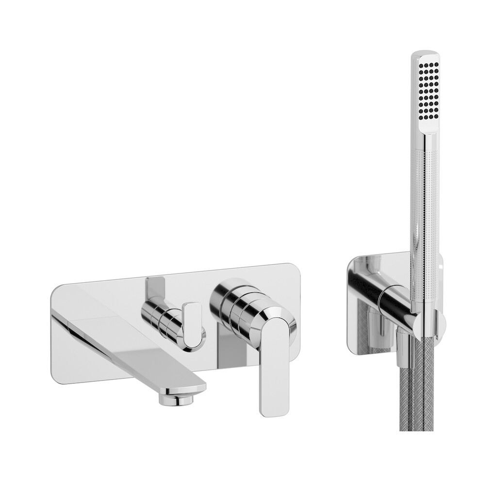 Настенный смеситель для ванны с изливом и отдельным душем WE ARE IB c6498cc Chrome C-67