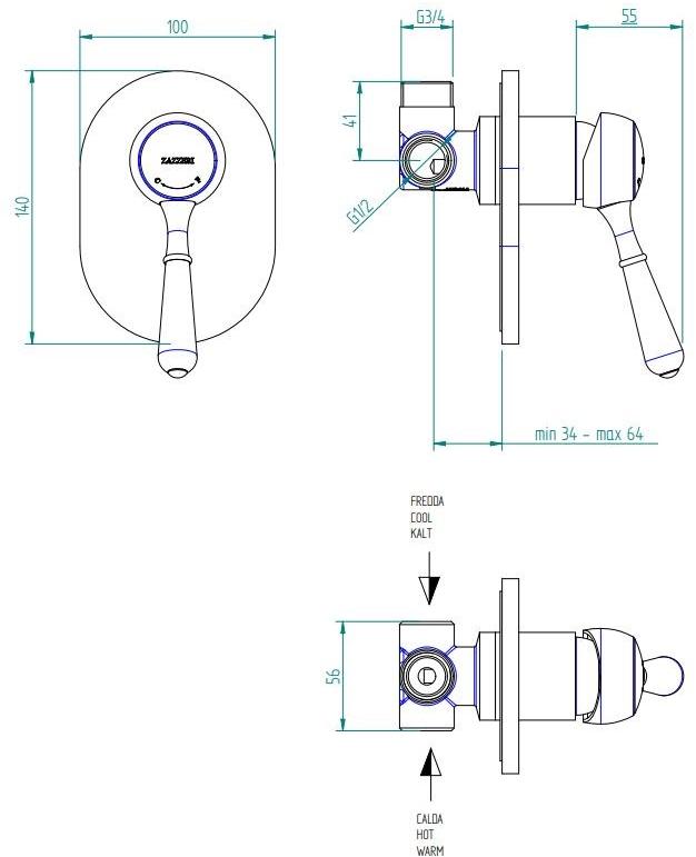ZAZZERI Смеситель для душа с одной ручкой и лейкой 900 sun-id-1473565 - Вид №1