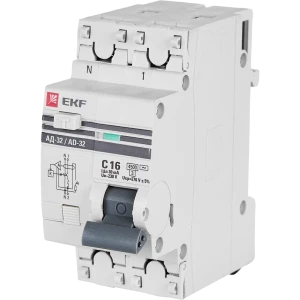 Дифференциальный автомат EKF АД-32 1P N C16 А 30 мА 4.5 кА АС